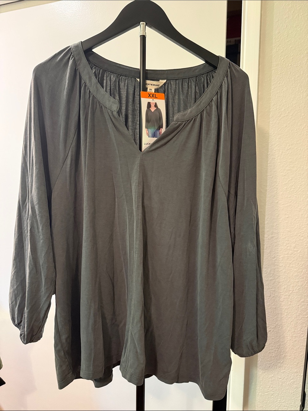 Lucky Brand blackened pearl color Peasant Tunic Top - plus size XXL NWT